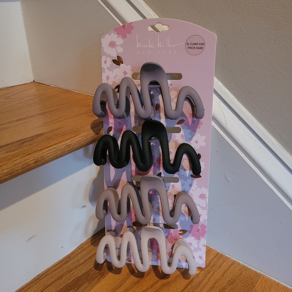 NEW Nicole Miller New York XL Claws for Thick Hair (Black, Grey, Taupe, Cream)